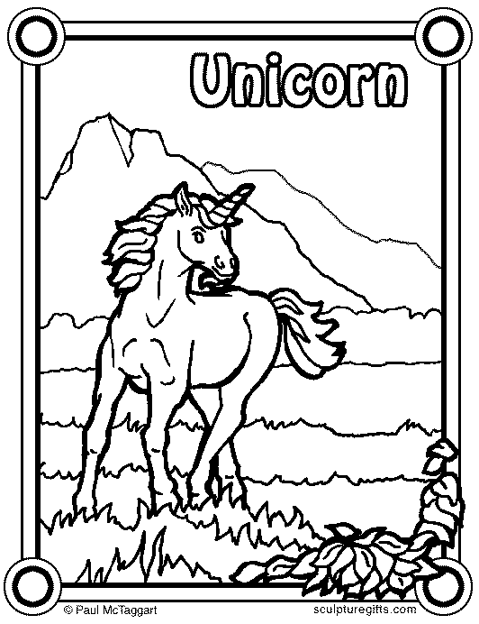 Unicorn with a mountain in the background