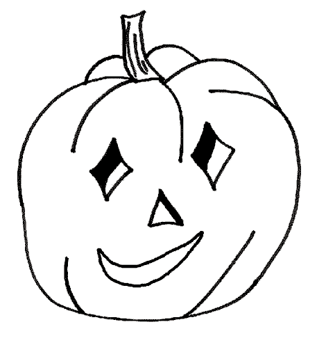 Halloween pumpa med svart vita ögon, trekantig näsa och mun.