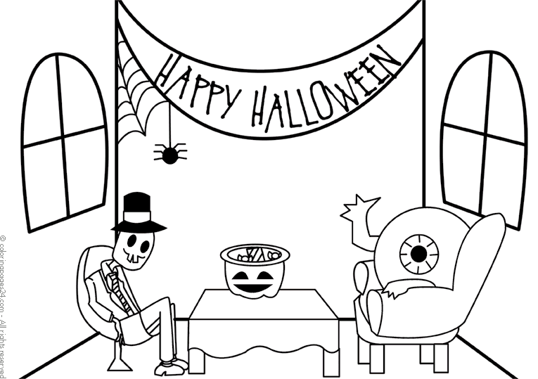 Halloween fest med ett skelett och ett öga