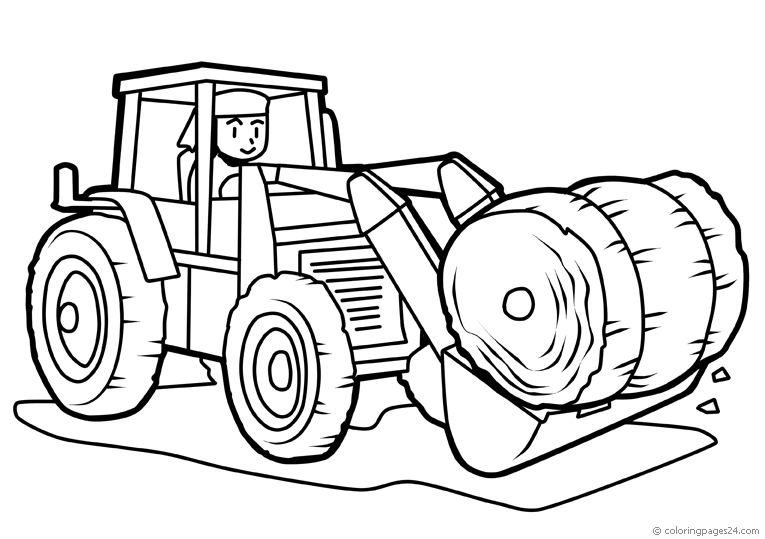 Traktor med en höbal