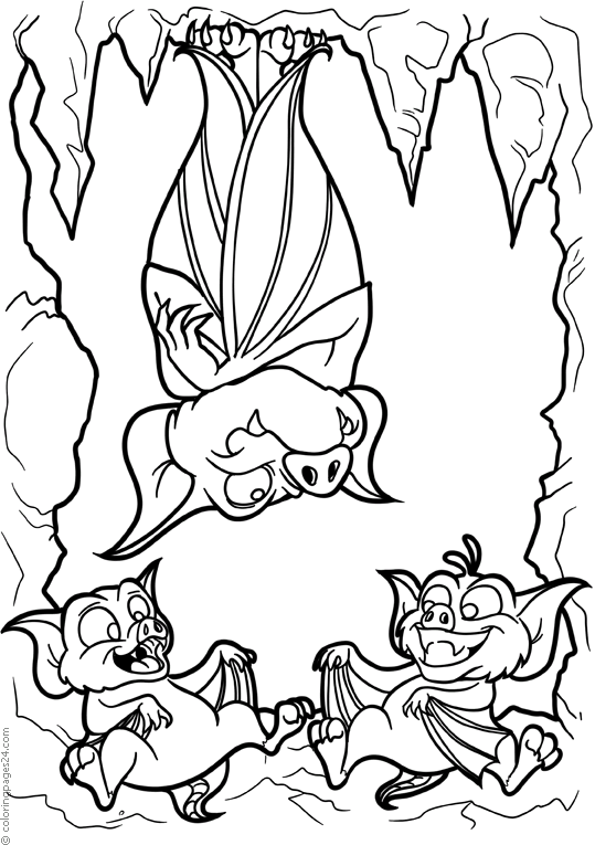 Tre fladdermöss i en grotta