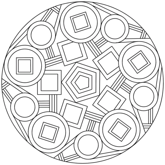 Mandala med fyrkanter och cirklar