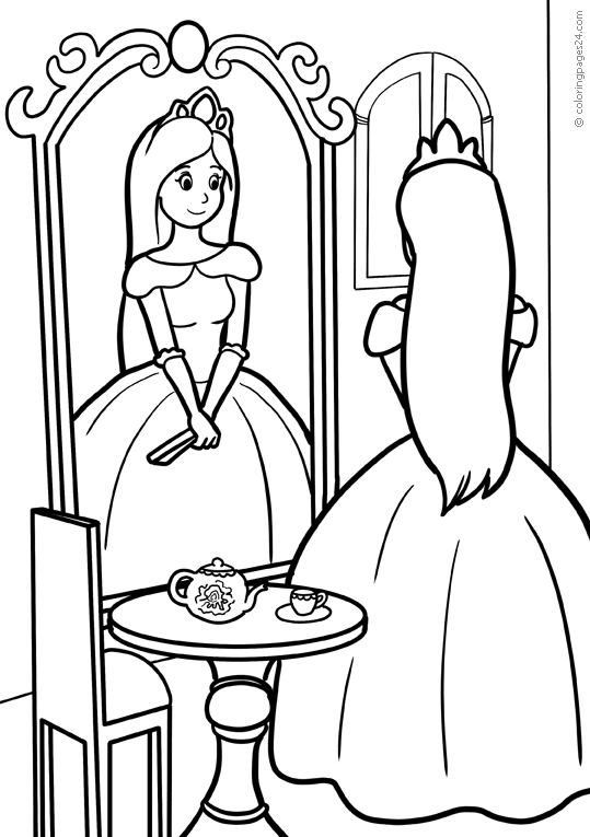 En princessa framför spegeln