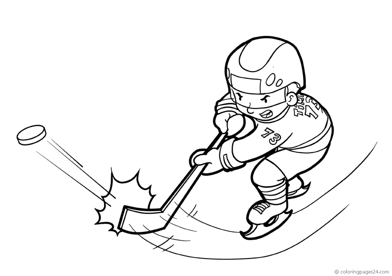 Ishockeyspelare med nummer 73 skjuter slagskott