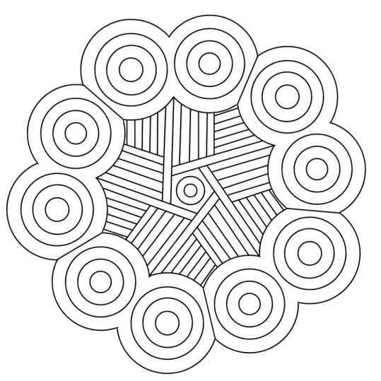 Mandala me cirklar och streck