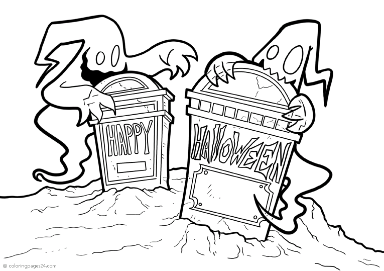 Spöklik kyrkogård på halloween
