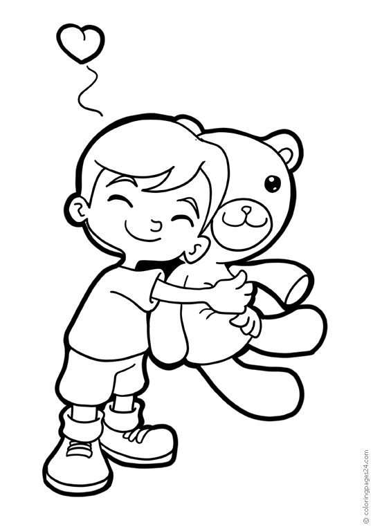 Pojke kramar sin stora nallebjörn
