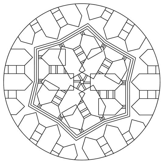 Mandala mönster, pilar formade som rektanglar