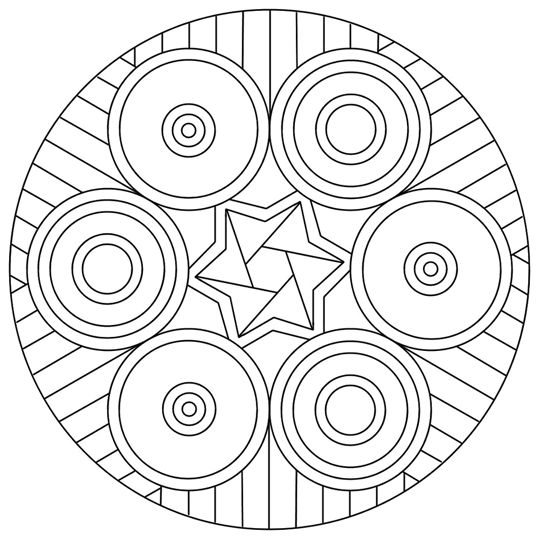 Mandala mönster med cirklar, stjärnor och streck