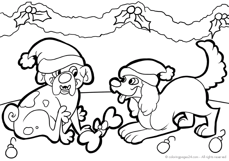 Två hundar firar jul