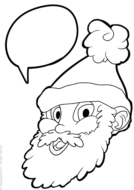 Jultomtens ansikte med tillhörande pratbubbla