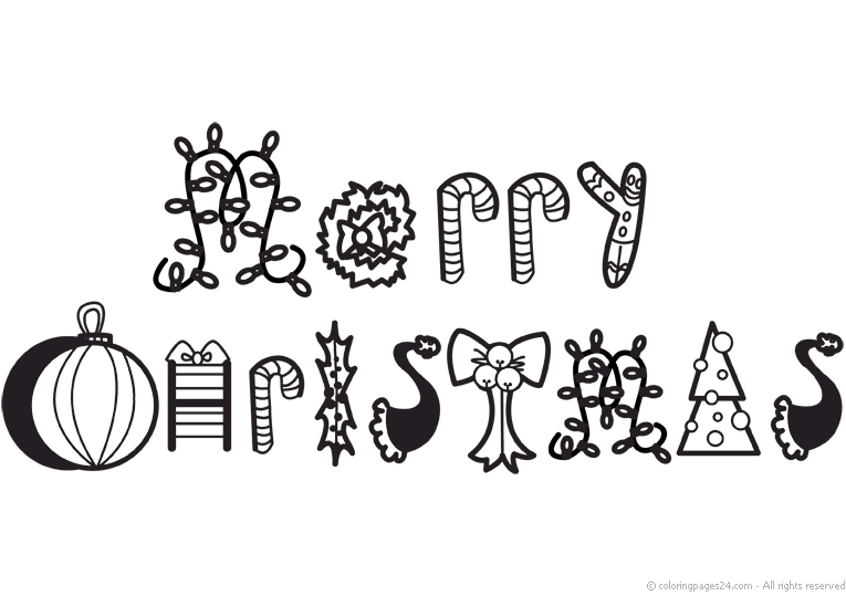 Text Merry Christmas skrivet med symboler