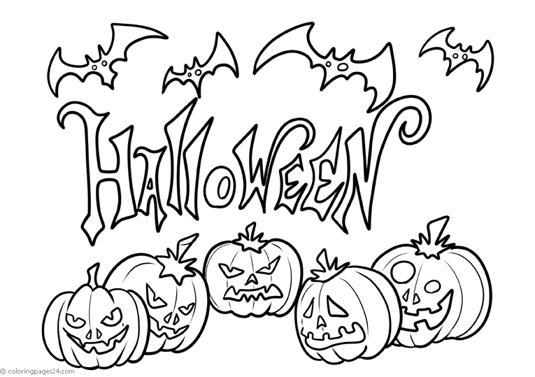 Text Halloween och fem pumpor