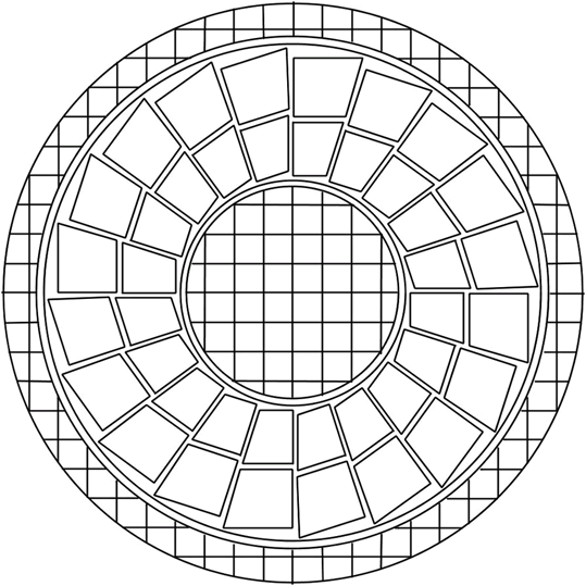 Mandala med massor av fyrkanter