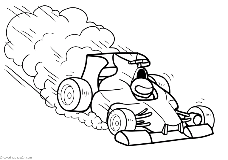En snabb racerbil med ett rökmoln