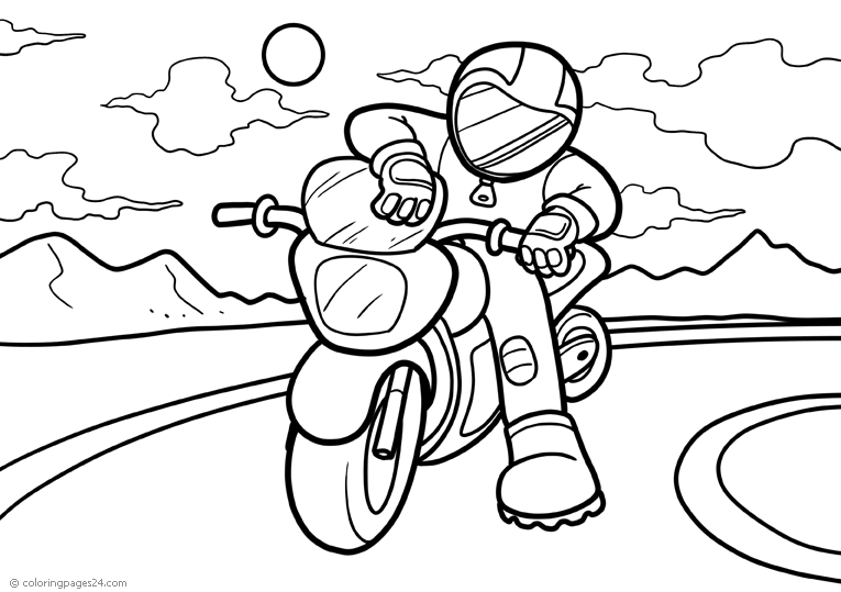 En person som sitter på sin motorcykel