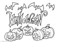 Text Halloween och fem pumpor