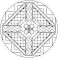 Mandala med ringar, fyrkanter och annat mönster