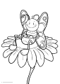 Nöjd geting som vilar på en blomma