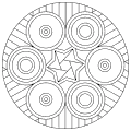 Mandala mönster med cirklar, stjärnor och streck